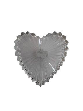 Vintage Zajecar 24% Lead Crystal Heart Trinket Dish Yugoslavia